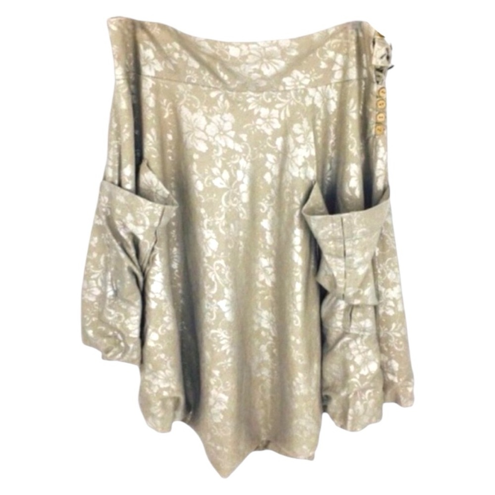 VINTAGE Covet Gold Silver Metallic Mid Length Laganlook style skirt size Large